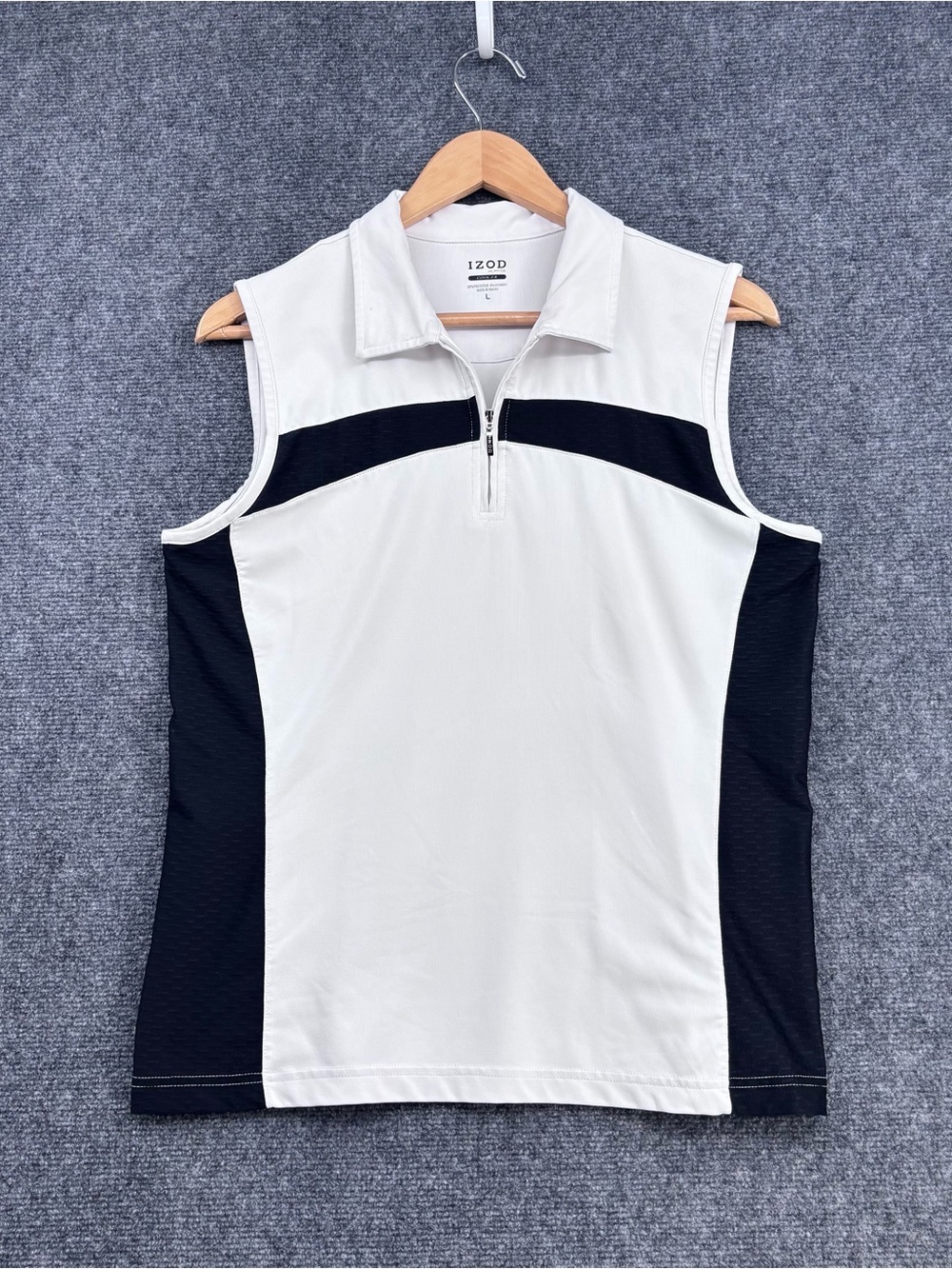 Izod XFG Cool Fx Black & White Sleeveless Golf Tennis Pickleball Top Women’s L